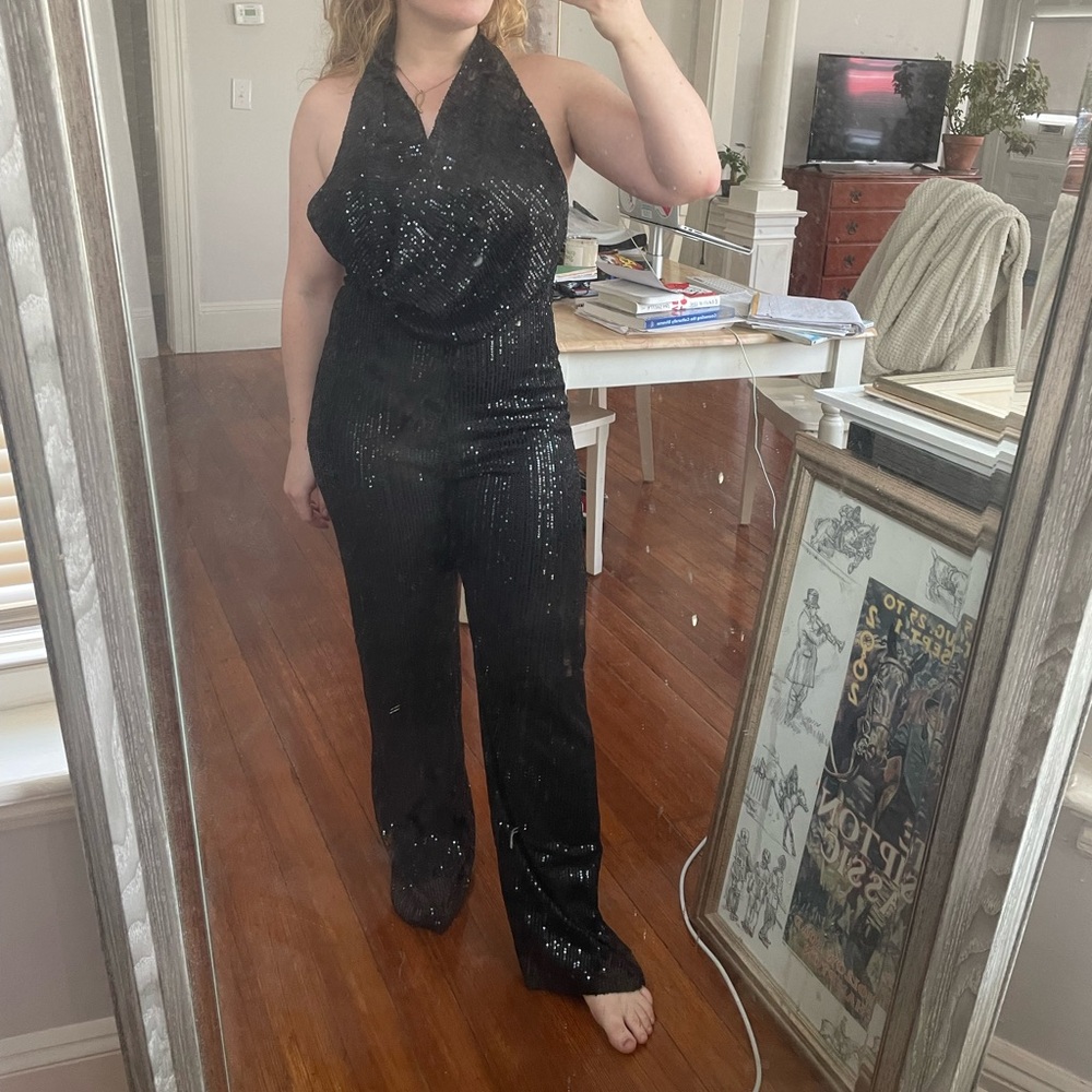 Backless sequin jumpsuit